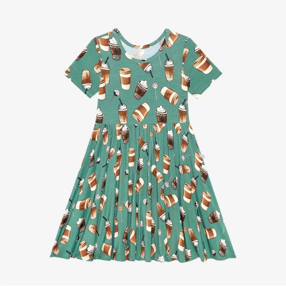 Posh Peanut Morning Brew Dress Starbucks Coffee Style 2T - Picture 3 of 8